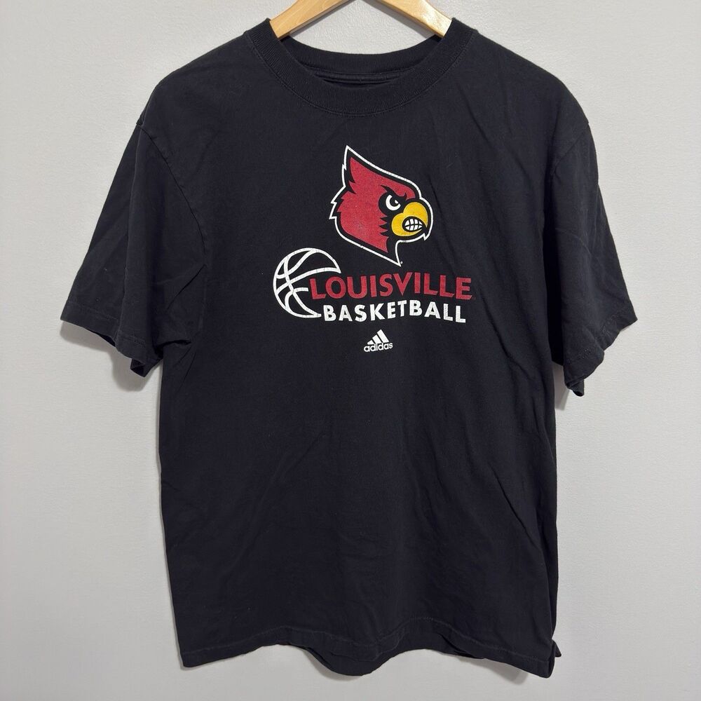 Louisville Cardinals Shirt Mens XL Black NCAA Basketball Adidas Y2K